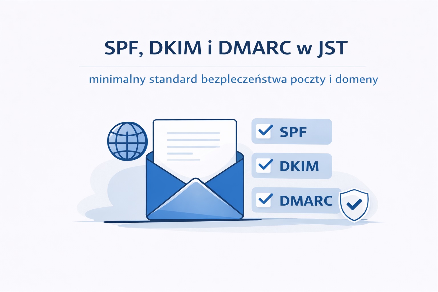 Ilustracja: konfiguracja domeny pocztowej SPF, DKIM i DMARC w JST.